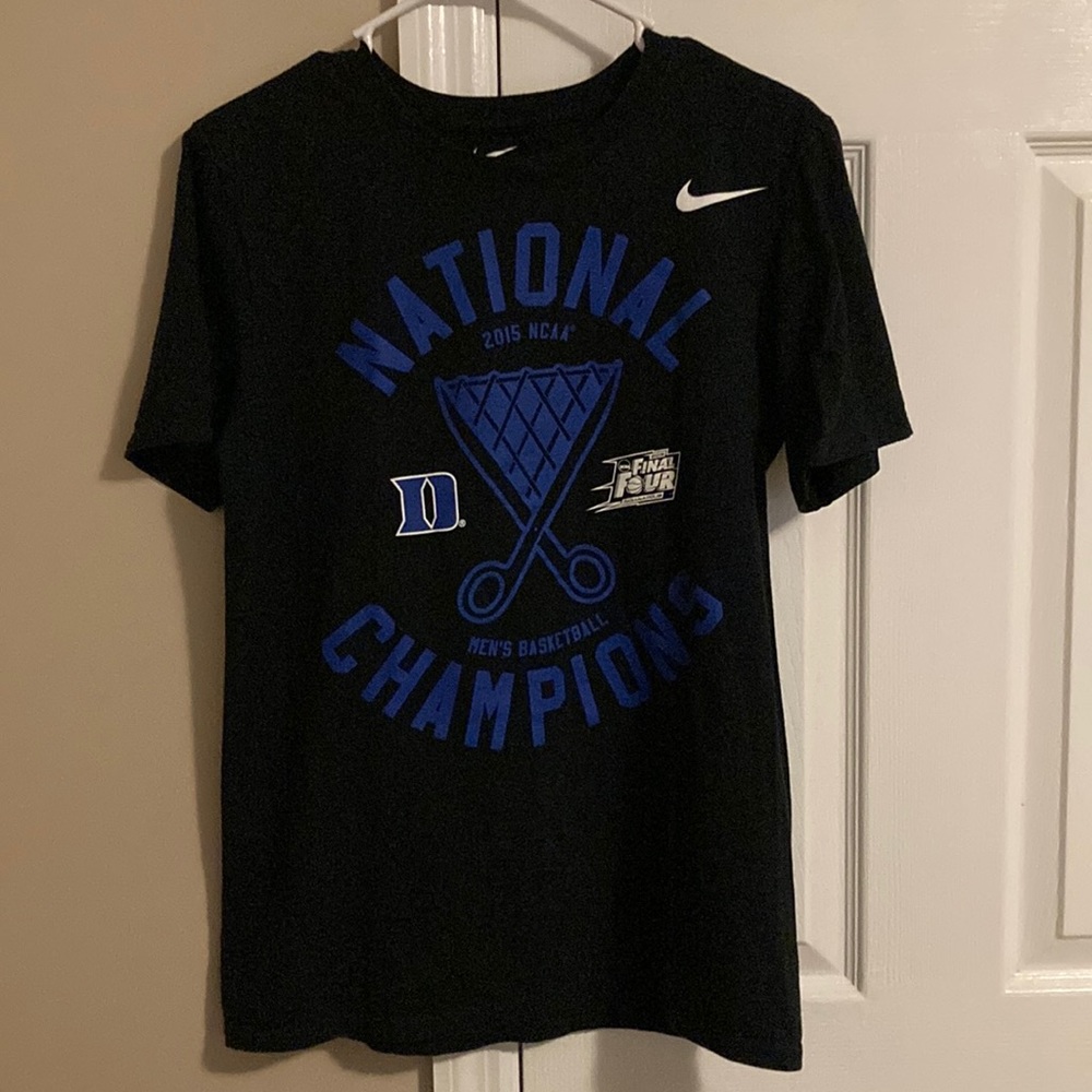 Duke Blue Devils Shirt Mens small Black 2015 NCAA Basketball Champions Nike Tee